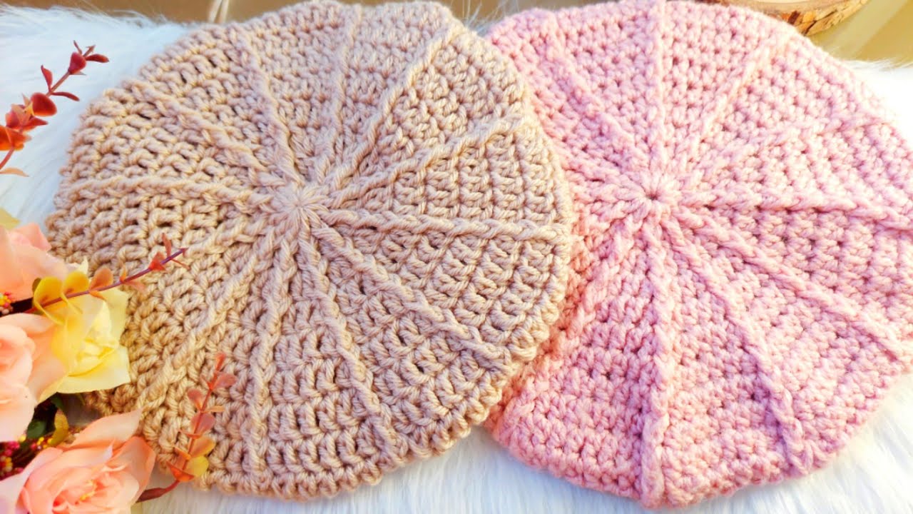 كروشيه طاقيه بيريه باسهل طريقه Haw to Crochet a Beret Hat