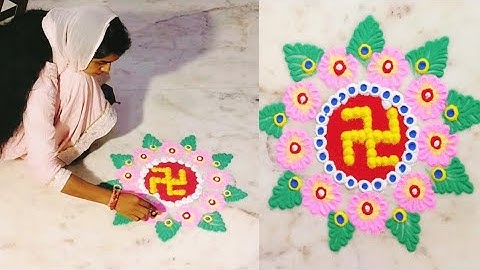 चूड़ी से बनाये दिवाली की छोटी प्यारी रंगोली | Very Easy Small Diwali Rangoli | Deepa...