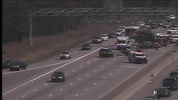 RAW VIDEO: Flipped car in crash that blocks I-40 west in Durham County