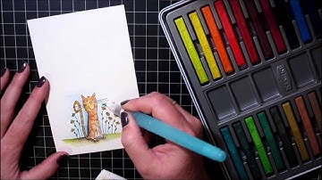 Painting a Stamped Image with Inktense Blocks