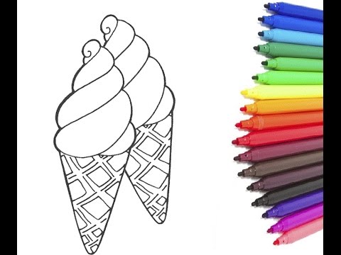 ICE CREAM RAINBOW Coloring Pages | Learn to Color Rainbow Ice Cream for