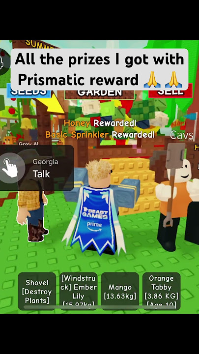 All the prizes I got for prismatic reward in grow a garden summer harvest #growagarden #roblox