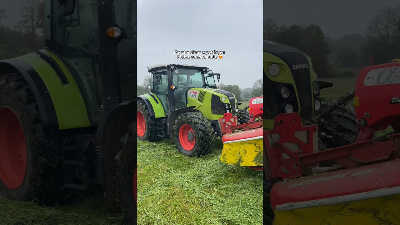Fauche sous la pluie avec le claas #tracteur #claas #agriculture #herbe #prt
