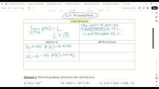 AP Precalc 1 6 Polynomial Functions & End Behavior Notes Net Worth