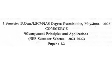 Management Principles and Applications 2022 Question Paper