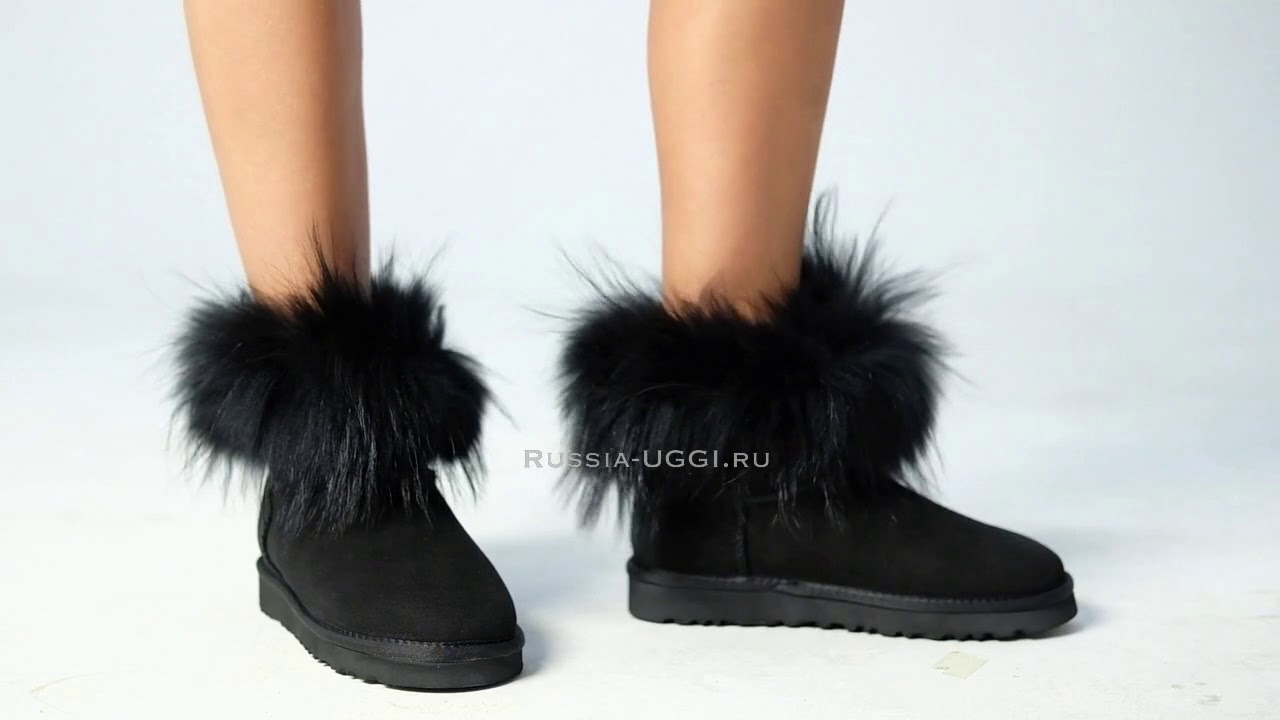 ugg fox fur mini boots