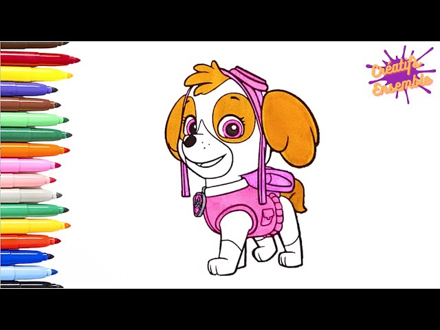 Coloriage Coloring Pat' Patrouille Paw Patrol Stella Skye Super chien super-pups