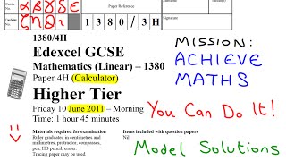 GCSE Maths Edexcel June 2011 2H Higher Calculator (complete paper) GCSE Maths Edexcel June 2011 2H Higher Calculator (complete paper)
