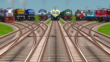 9️⃣ Diesel & Electric Locomotives Running From Bumpy Branched Railroad Tracks | train sim world 4