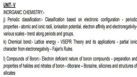 TNPSC GROUP I A SERVICE ASSISTANT CONSERVATOR OF FORESTS SYLLABUS IN Chemistry