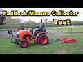 Paddock manure collector test with a kubota b2261 4wd compact tractor