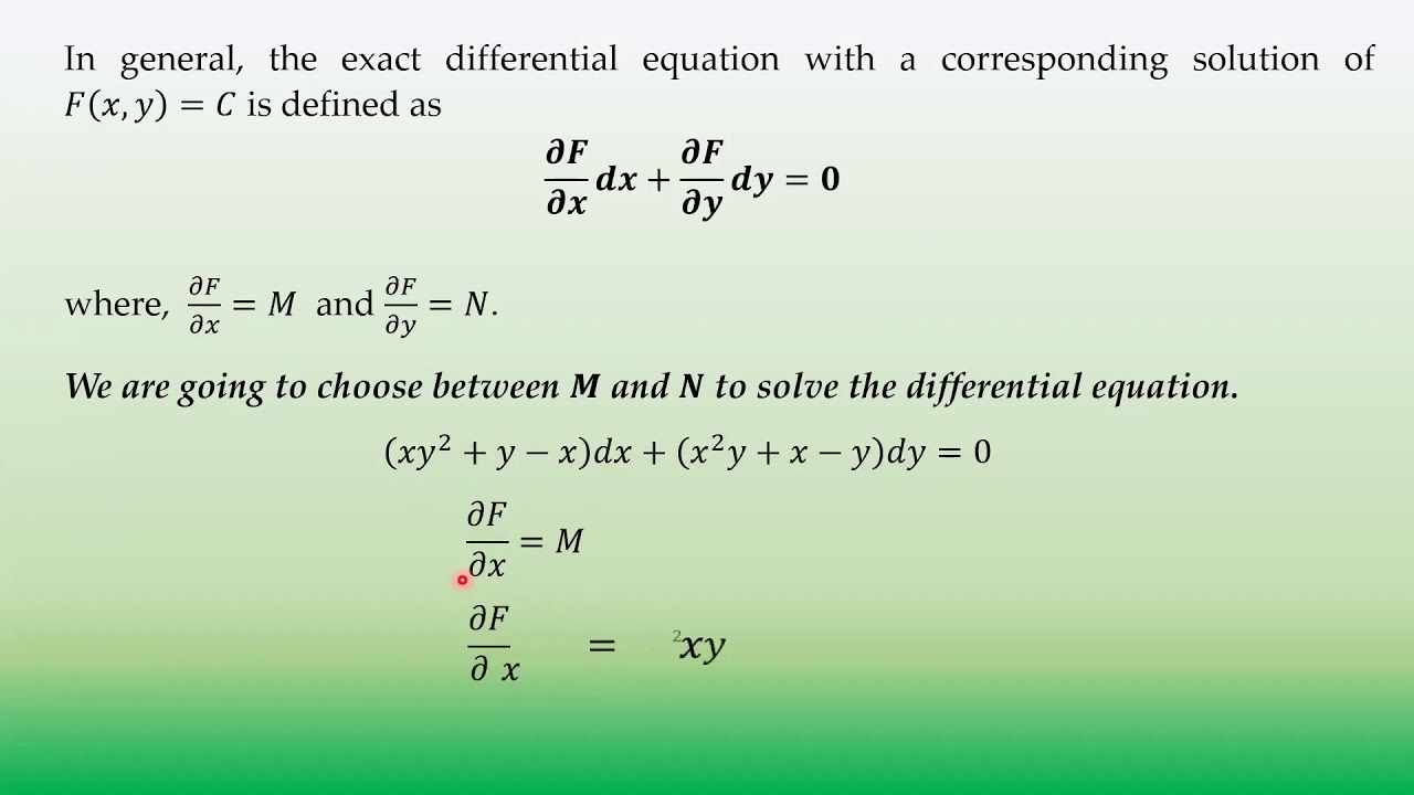 Differential Equations - Exact Differential Equations Part 1 - YouTube