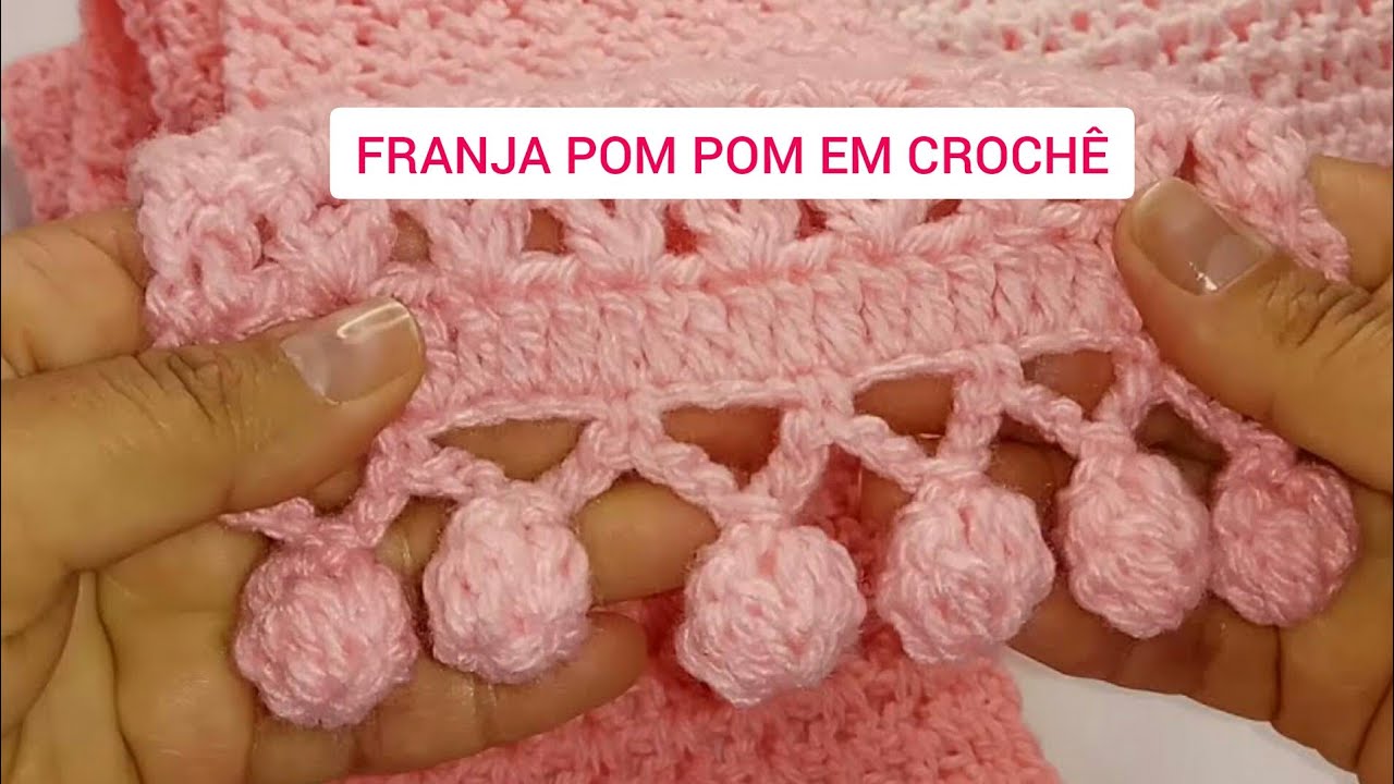 FRANJA POM POM EM CACHECOL DE CROCHÊ| scarf crochet