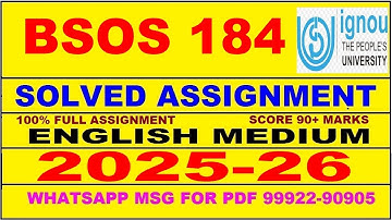 BSOS 184 solved assignment 2025-26 in English || bsos 184 solved assignment 2026 || bsos184 2025-26