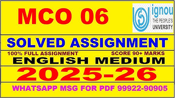 MCO 06 solved assignment 2025-26 in English || mco 06 solved assignment 2026 || mco6 2025-26