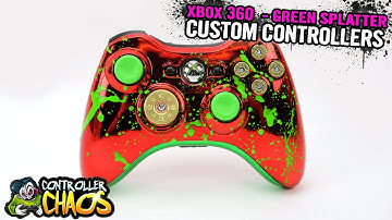Custom 360 Controllers - Chrome Red w/ Green Splatter - Controller Chaos