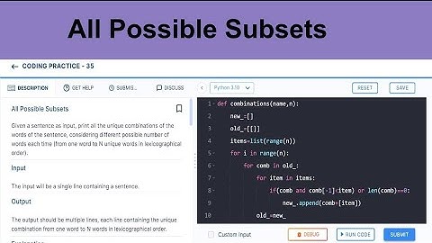 All Possible Subsets | Python Coding Challenge |  CCBP | NxtWave |
