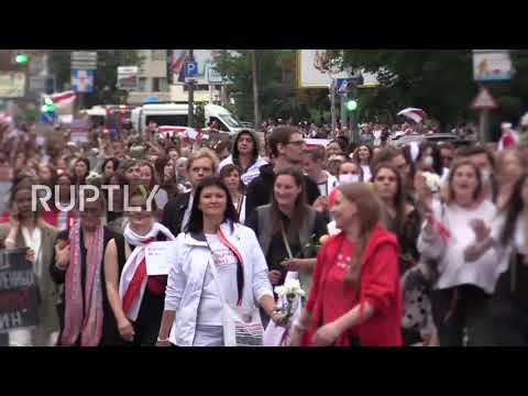 Belarus: Thousands of women stage anti-Lukashenko protest in central Minsk