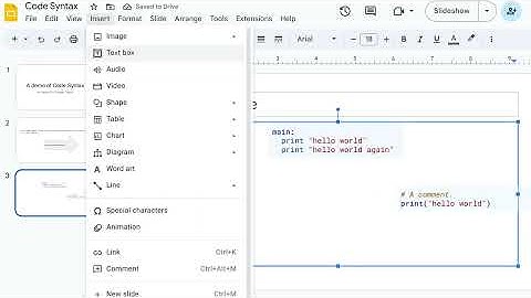 Code Syntax for Google Slides