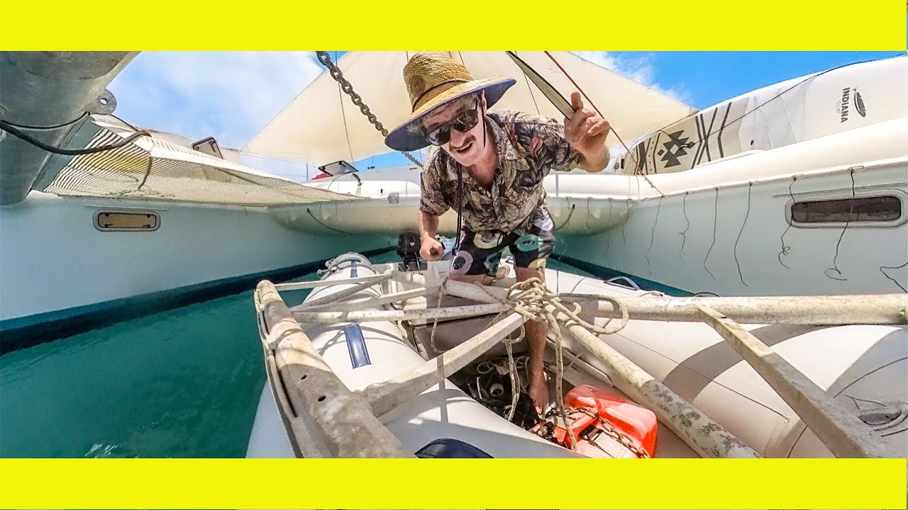 Boat Repairs: Repairing Catamaran Trampolines in paradise. Ep254