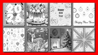 Happy New Year Coloring Pictures Collage 2026 Cozy Scenes Hey Color