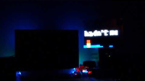 Genesis of Aquarion (spectrogram on a 32x16 LED matrix + LED strip + colorized lyrics)