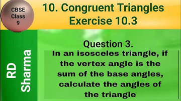 In an isosceles triangle, if the vertex angle is the sum of the base angles calculate the angles of∆
