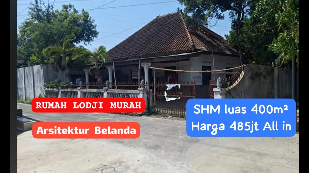 Dijual Rumah kolonial belanda model lodji. SHM luas 400m² hrg 485jt. Lok Jogsetran Kalikotes Klaten.