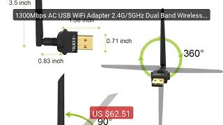 1300Mbps AC USB WiFi Adapter 2.4G/5GHz Dual Band Wireless W... — Top Pick 2026 | Unbeatable Price!