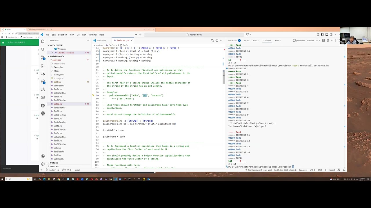 haskell mooc lecture 3a exercises - YouTube