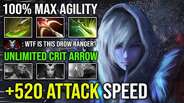 WTF +520 Attack Speed Unlimited Crit Arrow Max Agility Speed Hit Like a Truck Drow Ranger Dota 2
