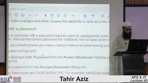 CA AFC 04 IT by Sir Tahir Aziz from Rise Lecture # 45 (MS Excel) | Office 365 |