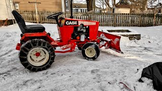 Putting Tire Chains On A Frozen Case 220 Garden Tractor