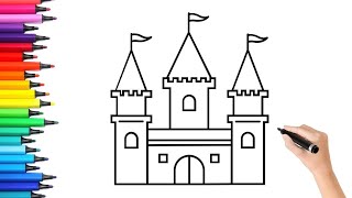 How To Draw A Castle 🏰  | Drawing And Coloring A Castle | Castle Drawing step by step 