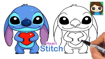 How to Draw Stitch Holding a Heart ❤️