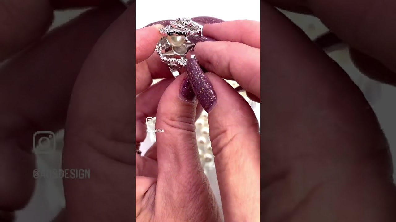 Crystal Rose Pearl Cage Ring By AOS Design