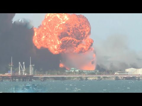 Fire rages at Cuban oil terminal; third tank collapses after spill