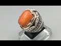 Natural Coral (Marjaan) starling silver 925 Hand Made Ring For Men