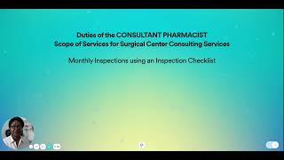 Details Duties of the CONSULTANT PHARMACIST Scope of Services for Surgical Center Consulting Services   27 D Guide