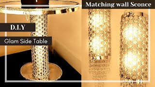 Glam DIY side table with lights and Matching wall Sconces
