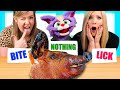 CREEPY Bite, Lick, Nothing Food Challenge w/ Brianna &amp; BrittanyPlays