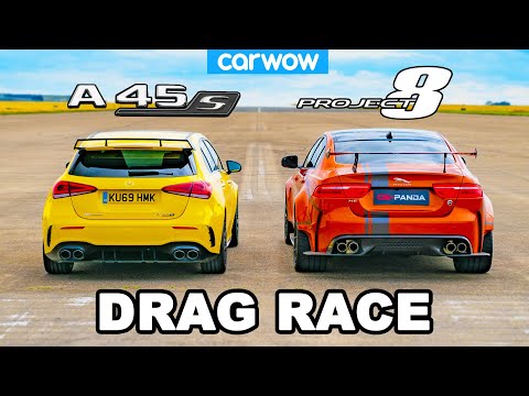 AMG A45 S v Jaguar Project 8 - DRAG RACE *£56k v £180k*