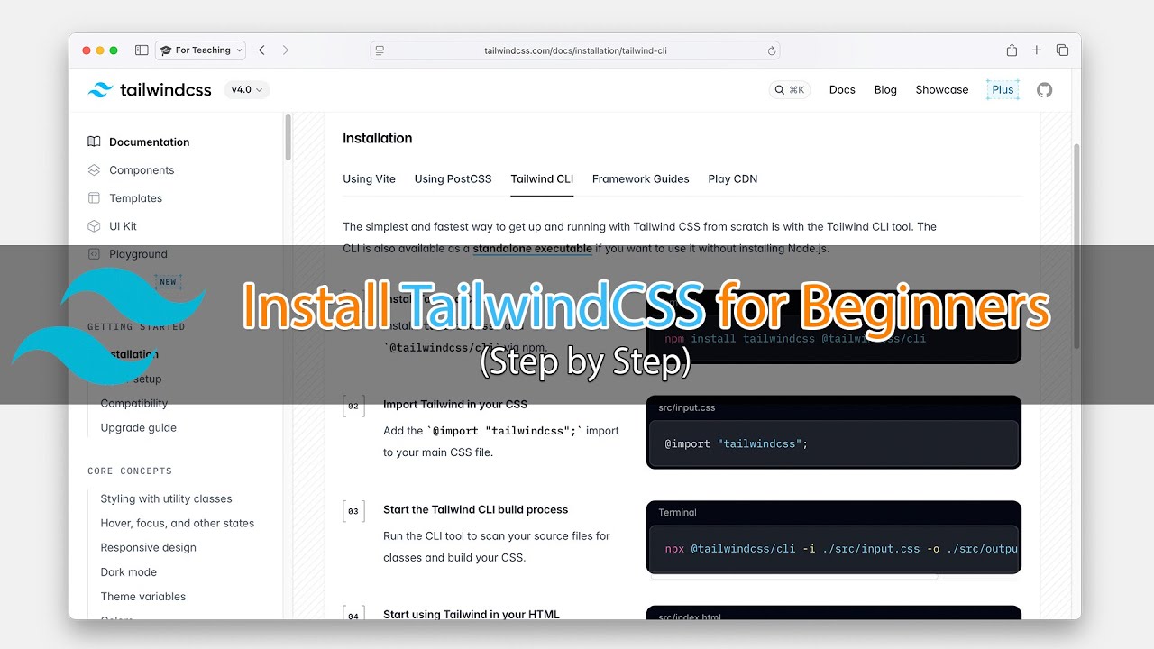 Install TailwindCSS Step by Step for Beginners Tutorial 2025 - YouTube