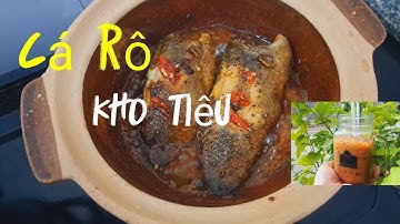 Cá rô kho tiêu, canh rau mồng tơi/cùng cafê sửa thư giản ngày chủ nhật