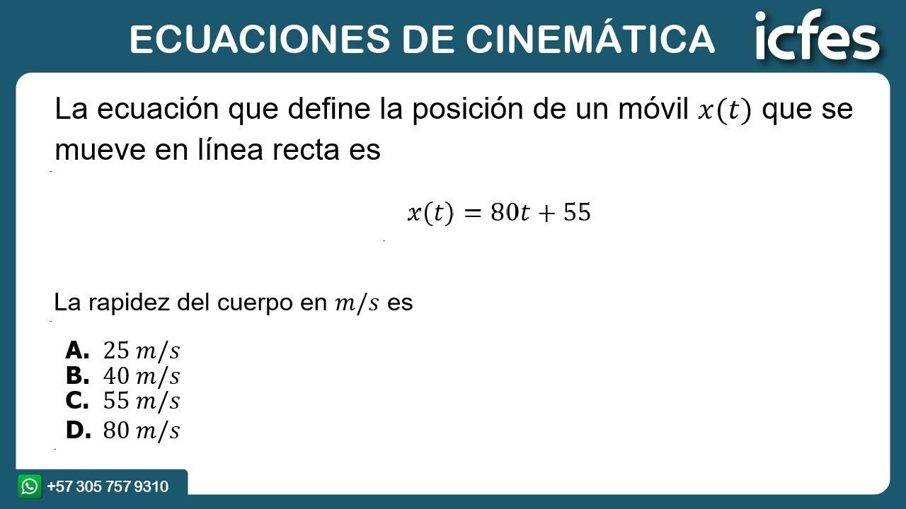 📚 ICFES 2024 - ECUACIONES DE CINEMÁTICA
