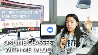 VLOG: Busy Day of Online Classes *ft. My New Productive Monitor Setup!