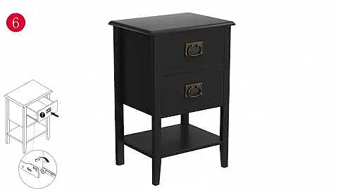 VECELO Nightstands Set of 2 End/Side Tables for Living Room Bedroom Bedside(Assemble video)