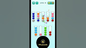 Ball sort puzzle game level 14 | Puzzle game #ballsortpuzzlesolution #puzzle #puzzlegame  #ballsort