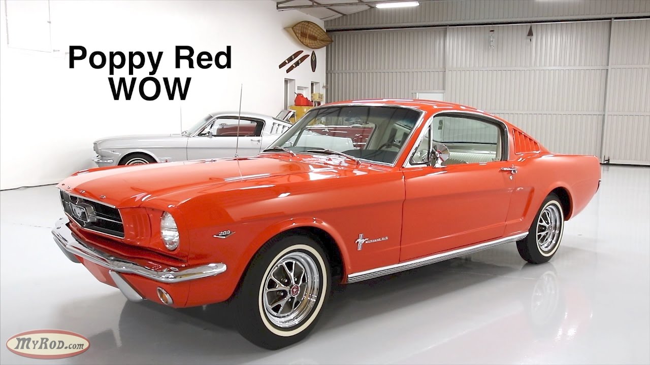 1965 Mustang Fastback 2 2 In Poppy Red With Pony Interior Myrod Com