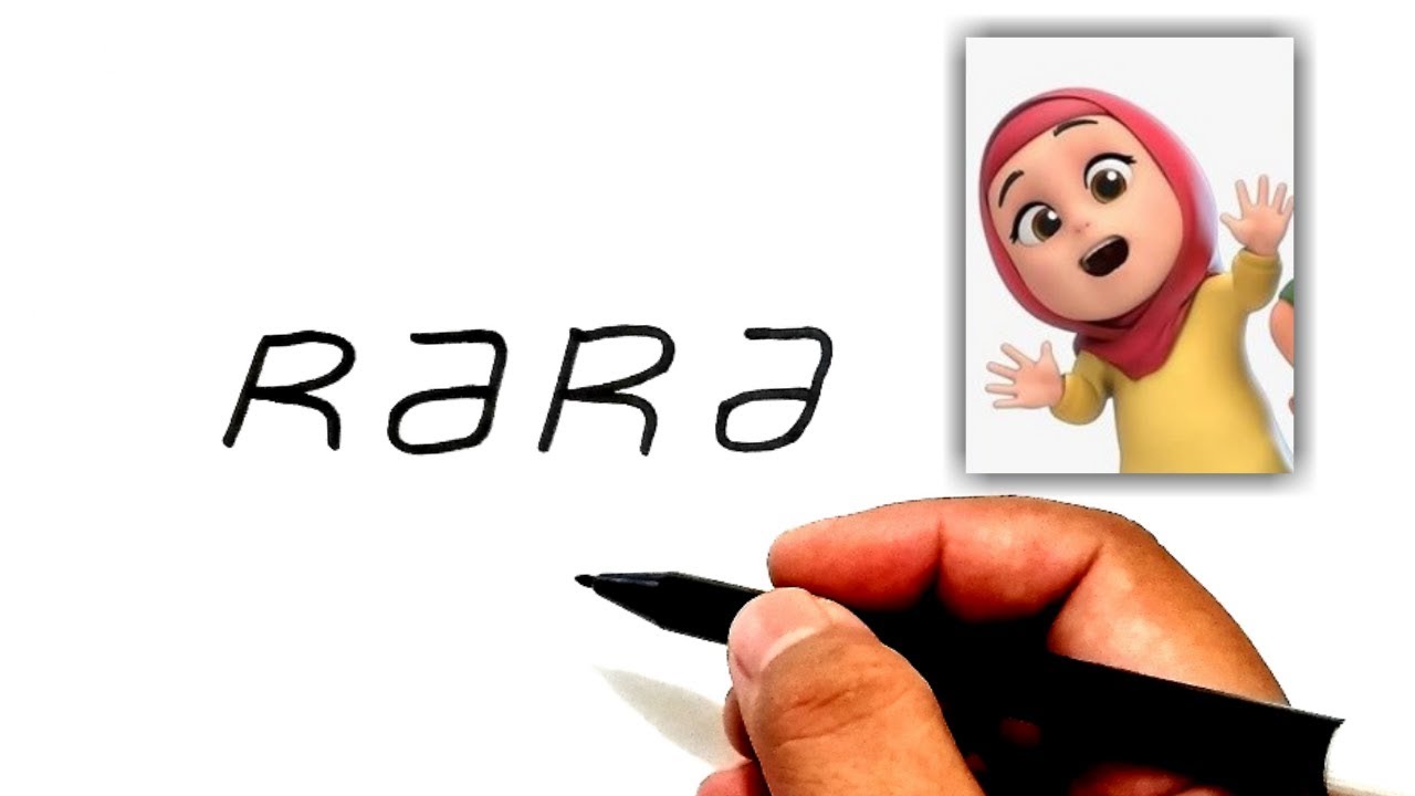 Wow Cara Menggambar kata RARA  menjadi Kartun  lucu RARA  